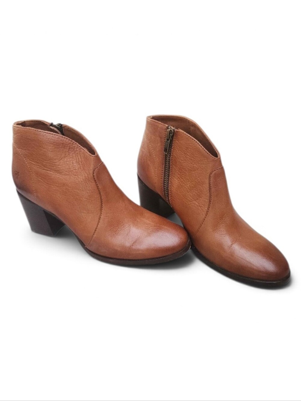Frye "Nora" Zip Western Concert Leather Booties - Nurmeg Women's Size 7.5
